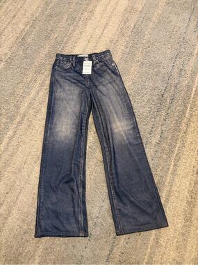 Mila Rosabella Denim Print Wide Leg Sweatpant Jeans Soft Comfy Pants NWT S